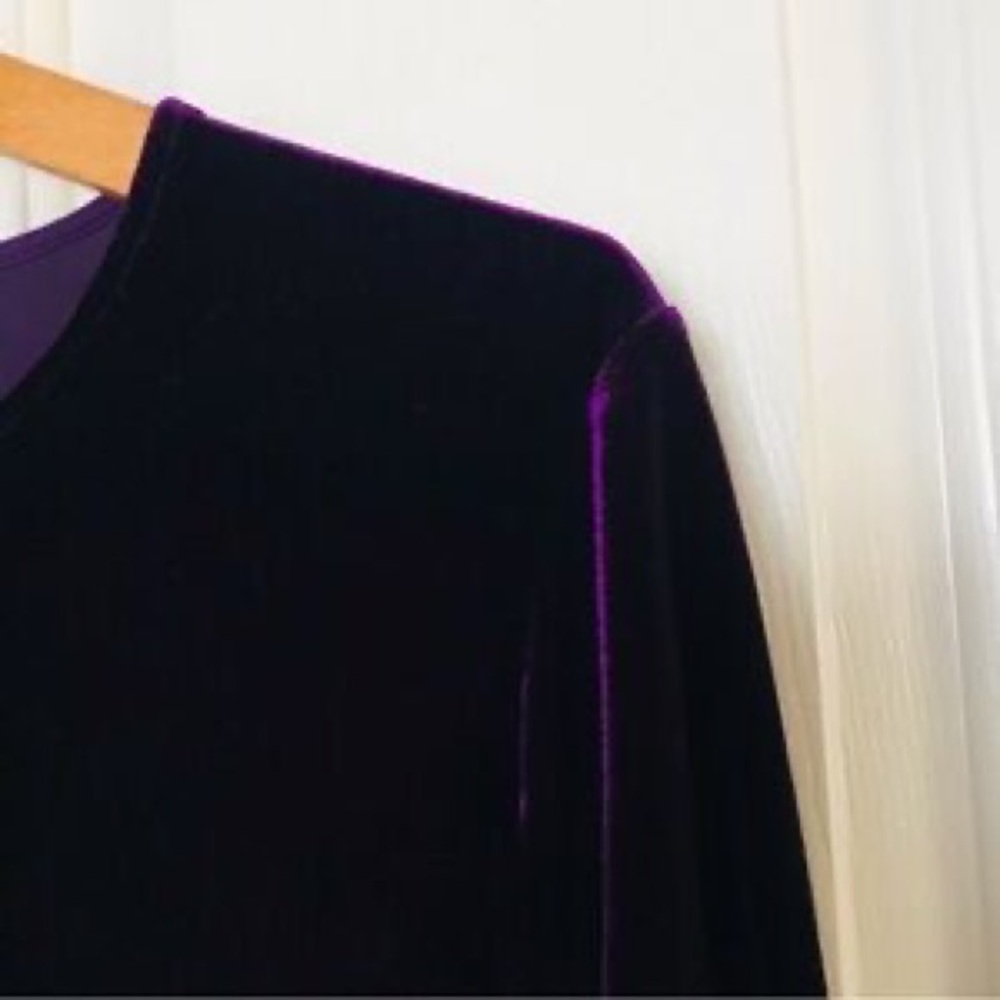 Laurence Kazar Deep Purple Velvet Zip-Front Tunic - Picture 3 of 4